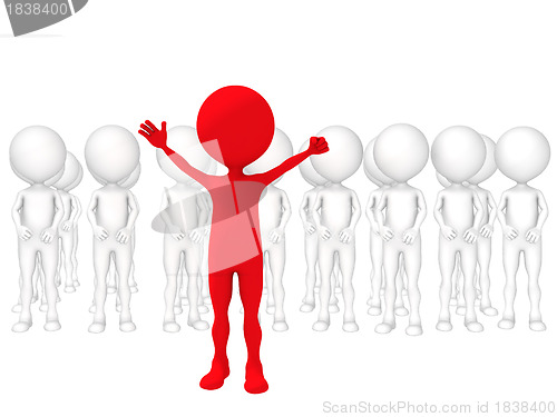 Image of 3d small people - volunteers. 3d image. Isolated white backgroun