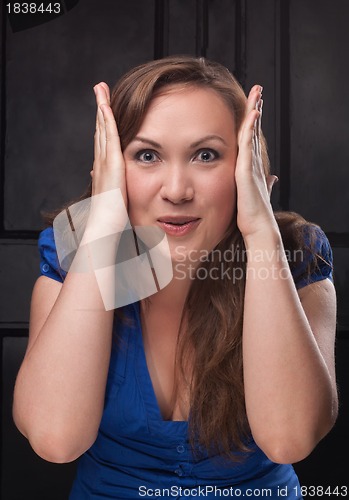 Image of Surprised young woman portrait.