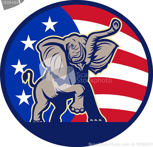 Image of Republican Elephant Mascot USA Flag