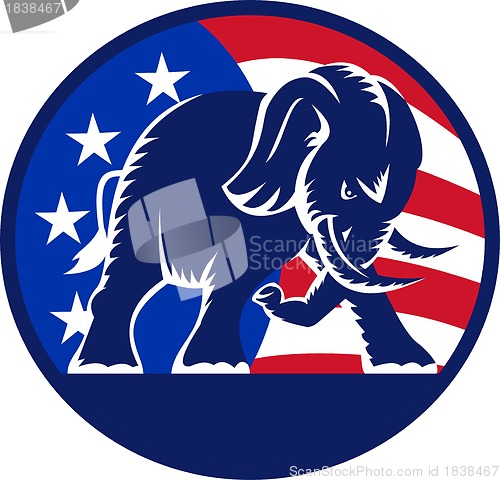 Image of Republican Elephant Mascot USA Flag