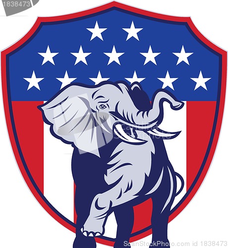 Image of Republican Elephant Mascot USA Flag