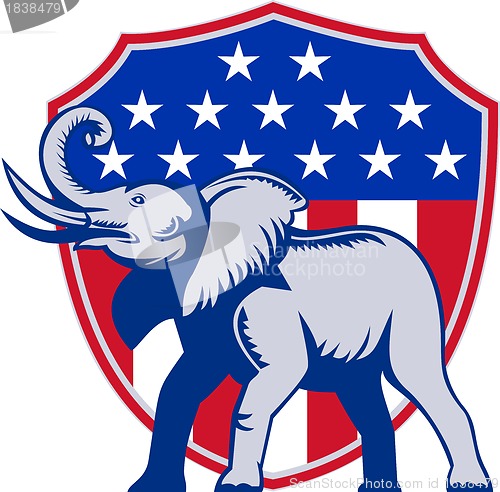 Image of Republican Elephant Mascot USA Flag