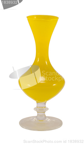 Image of Retro glass yellow vase object isolated on white 