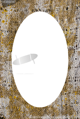 Image of Old material texture and white oval in center 