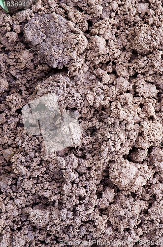 Image of Macro closeup of dirt ground background detail. 