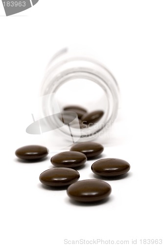 Image of Bottle of Brown Pills (Front View)