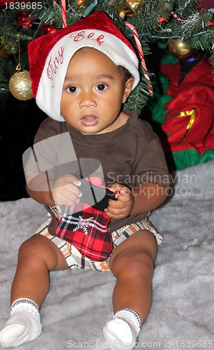 Image of Black baby at Christmas