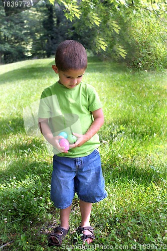 Image of Boy with Easter eggs in hands