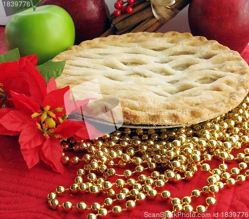 Image of Hot Fresh apple pie with Christmas 