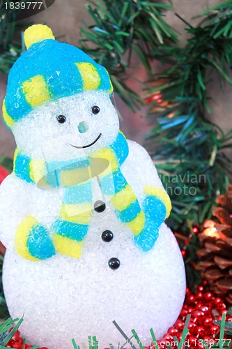 Image of Close up of snowman decoration