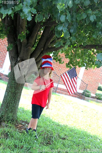 Image of Pretty girl in 4th of July hat  