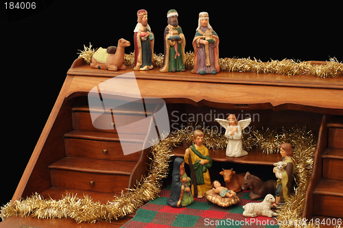 Image of Nativity with Secretary - black background