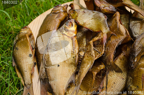 Image of Smoked healthy ecologic fish smokehouse closeup 