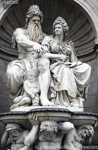 Image of Vienna, Austria - Neptune Fountain next to Albertina Museum