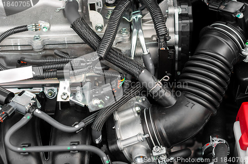 Image of Closeup photo of a clean motor block