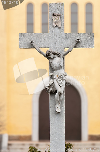 Image of Jesus on a cross statue