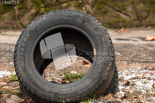 Image of Truck tyre in the mud