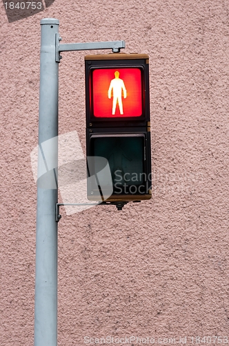 Image of Red pedestrian lamp