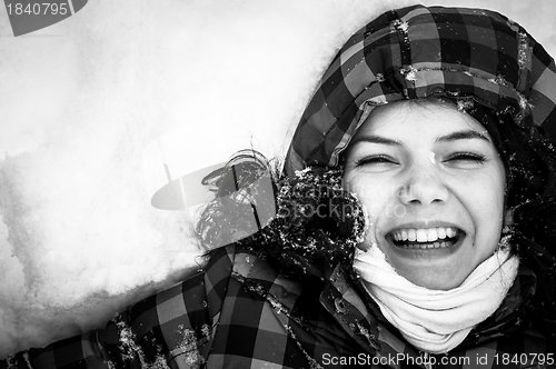 Image of Photo of a young woman in the snow