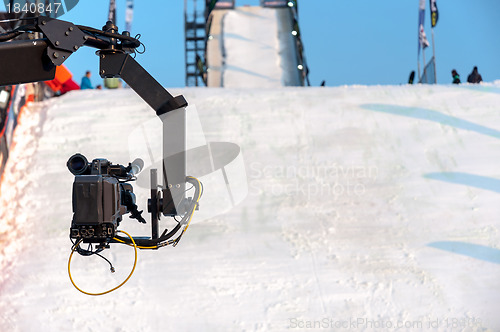 Image of Modern camera recording sport show