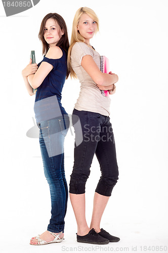 Image of Two beautiful student girls