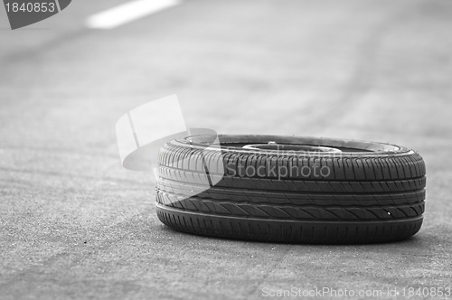 Image of Car tire on the road