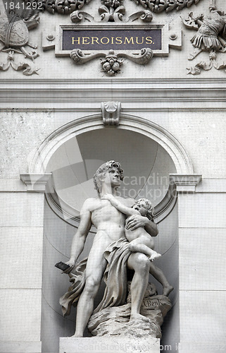 Image of Burgtheater, Vienna, statue shows an allegory of heroism