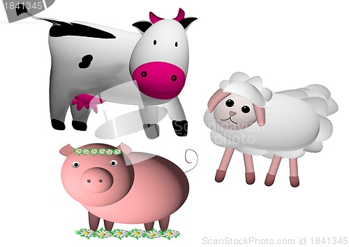 Image of cow,sheep and pig