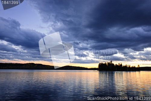 Image of Dramatic sunset at lake