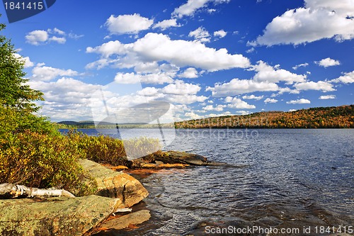 Image of Autumn lake shore