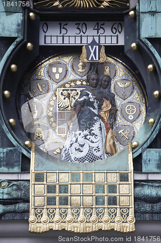 Image of Detail of the famous Jugendstil Ankeruhr in Vienna