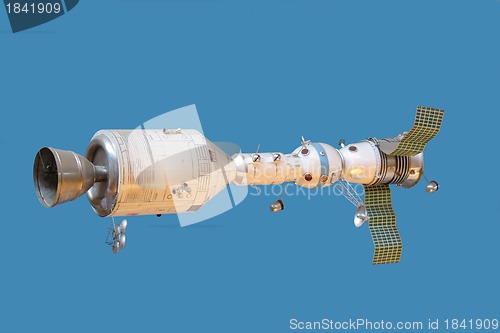 Image of Model connected spaceships Apollo and Soyuz