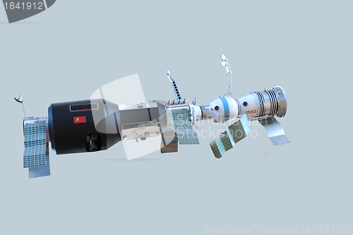 Image of Model of the Soviet orbital station, Spaceship Soyuz