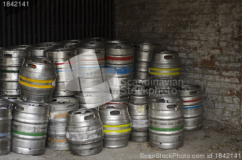 Image of Metal beer barrels