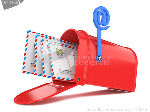 Image of Red Mailbox with Mails