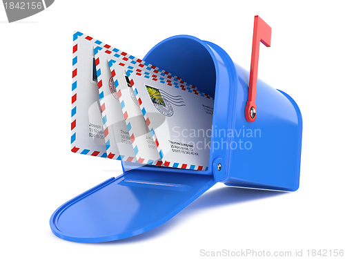 Image of Blue Mailbox with Mails