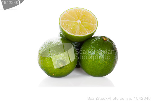 Image of three limes isolated on white