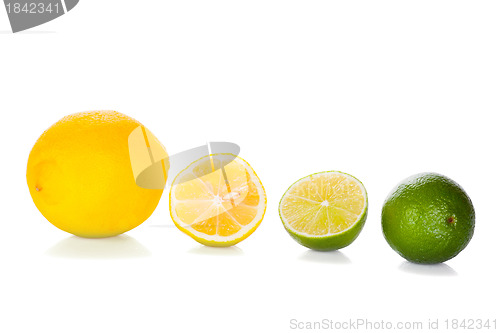 Image of lime and lemon isolated on white