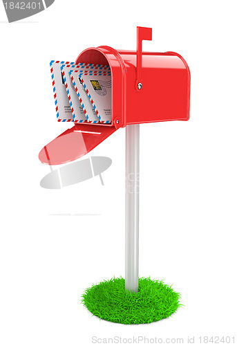 Image of Red Mailbox with Mails