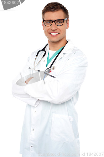 Image of Confident physician posing with arms crossed