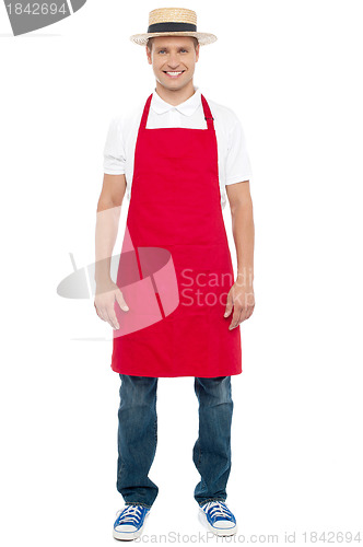 Image of Chef with a hat isolated against white background