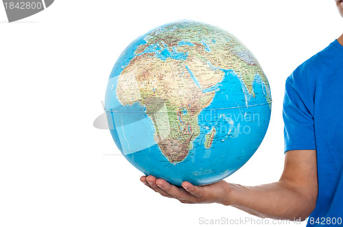 Image of Cropped image of man holding globe