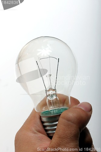 Image of plain light bulb in human hand