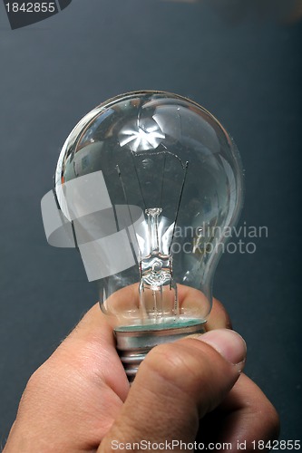 Image of plain light bulb in human hand