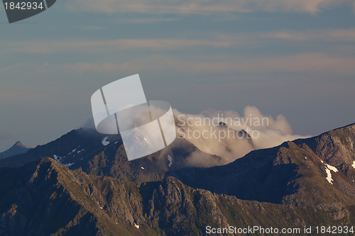 Image of Mountain peaks in clouds