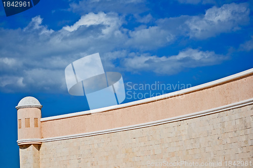 Image of Old white wall and tower in Progresso - Mexico