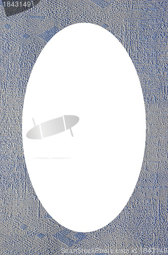 Image of textures on wall backdrop and white oval in center 