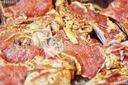 Image of marinated pork meat shashlik