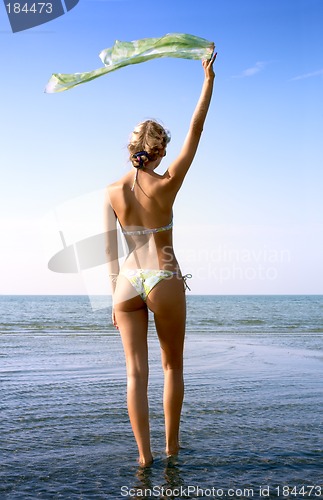 Image of blond with green scarf