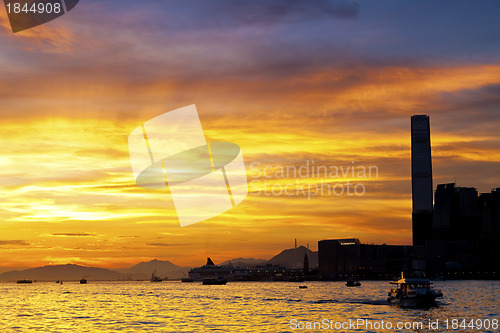 Image of Sunset in Hong Kong city at coast